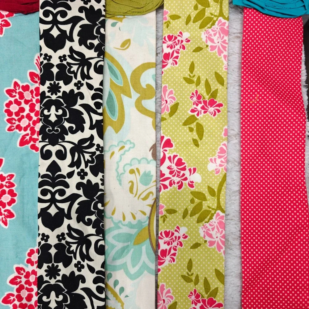 Vintage Rose Wraps Colorful Fabric D-Ring Retro Belt Bloomcore Flowers Lot of 8